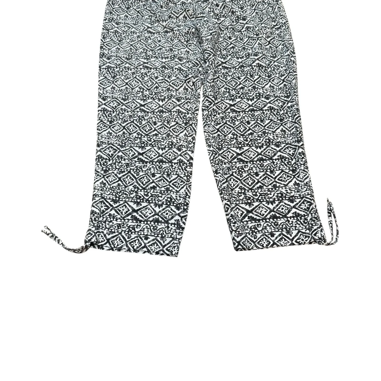 Lauren Ralph Lauren Geometric Print Pants Women Black White Ruched‎ Legs 10 - Image 3