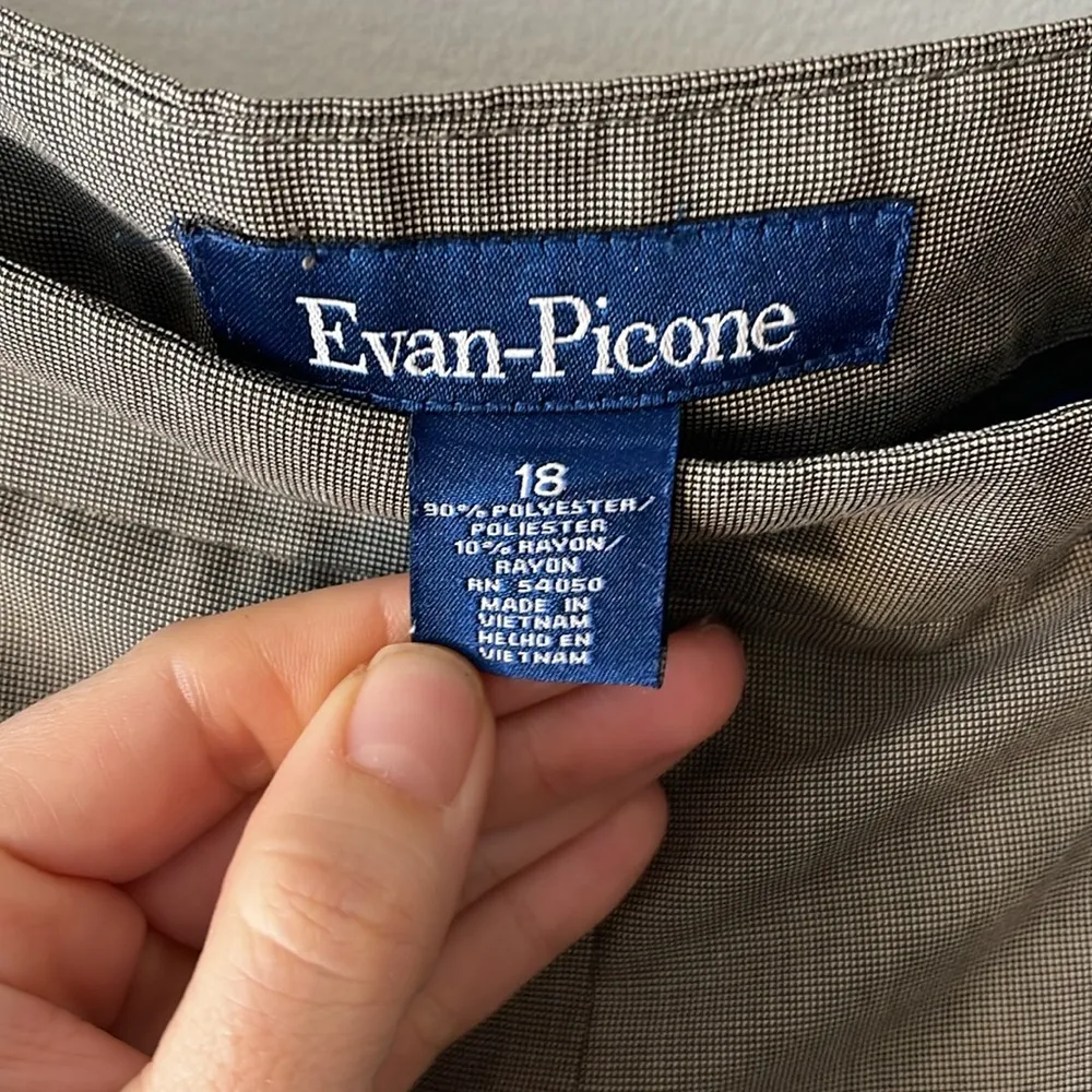 Evan-Picone Trousers Pants Straight Leg Grey Brown Size 18 Ankle Flat Front - Image 5