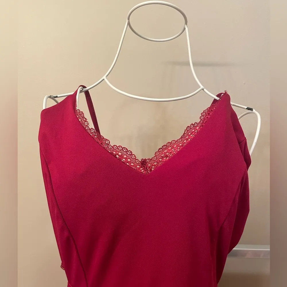 Sun Dress, Mini Red Lace V - Image 3