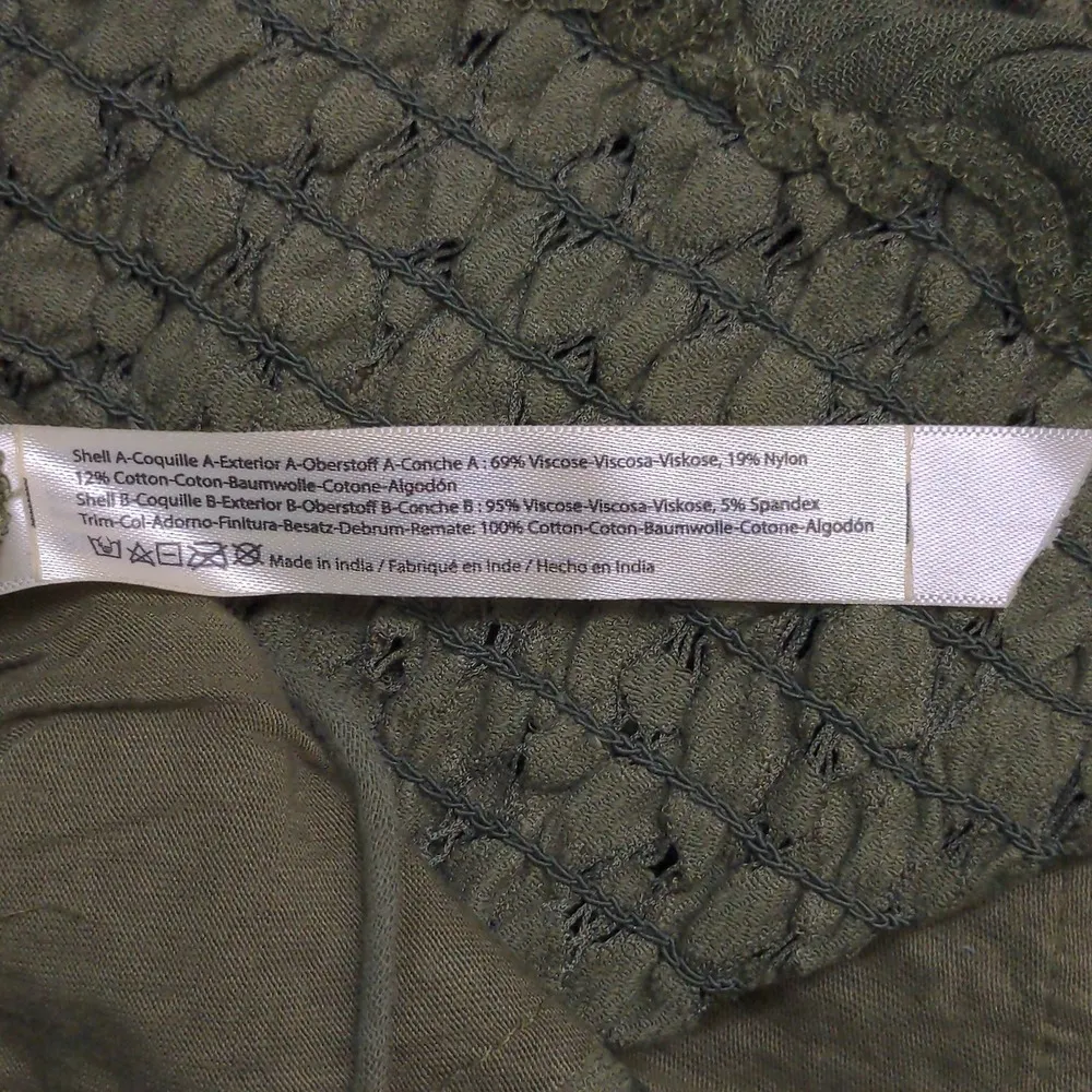 Free People Adella Cami Crochet Lace Flowy Tiered Crisscross Olive Sparrow L New - Image 7