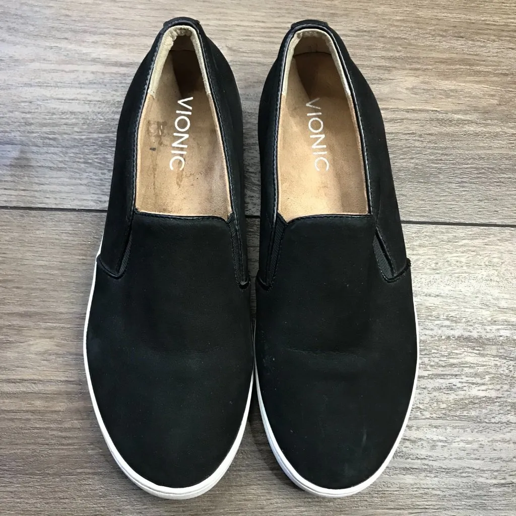 Vionic MIDI Sneaker Women's 6 EU 37 Black Nubuck Leather Comfort Slip On Shoes - Image 5