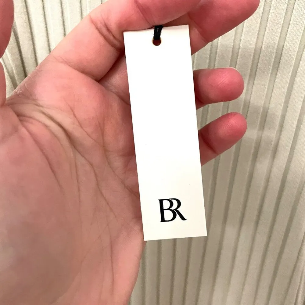 Banana Republic Ribbed Racerback Sleeveless Drop Waist Tan/White Maxi Dress XS - Image 5