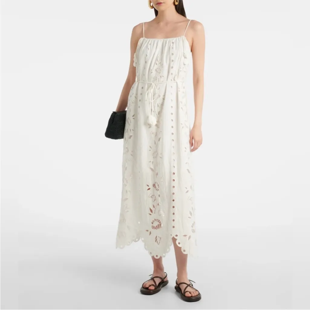 Farm Rio Off-White Richelieu Euroflax Maxi Dress S - Image 6
