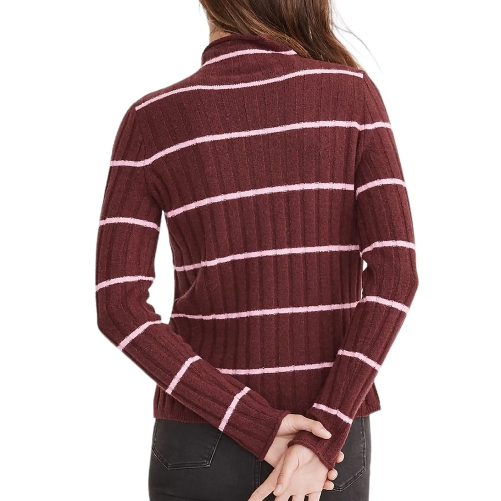 NWT Madewell Striped Evercrest Turtleneck Sweater in Coziest Yarn sz L - Image 2