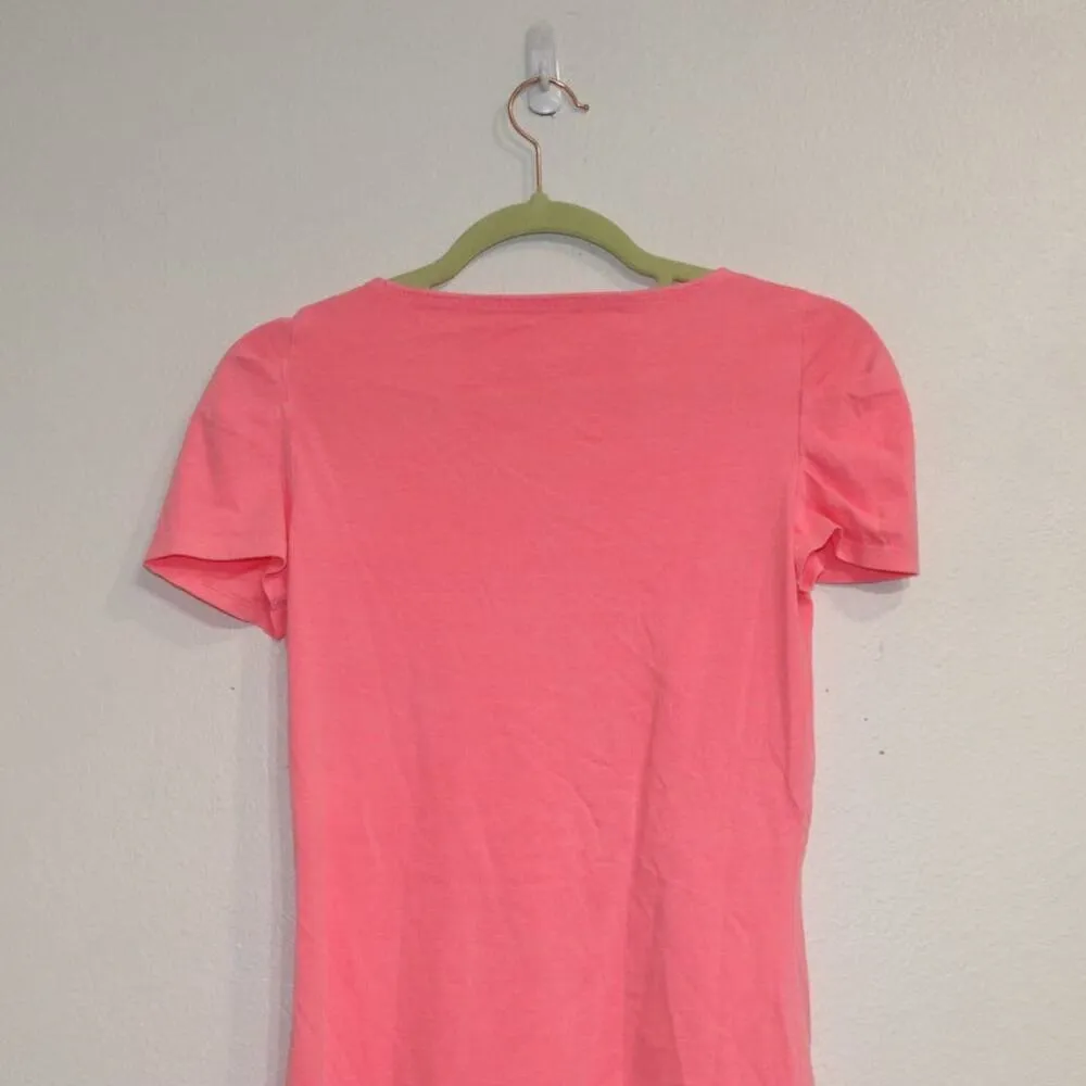 Lilly Pulitzer Pink Lana Boatneck Ruched Short Sleeve Pima Cotton Tee Sz XS - Image 8