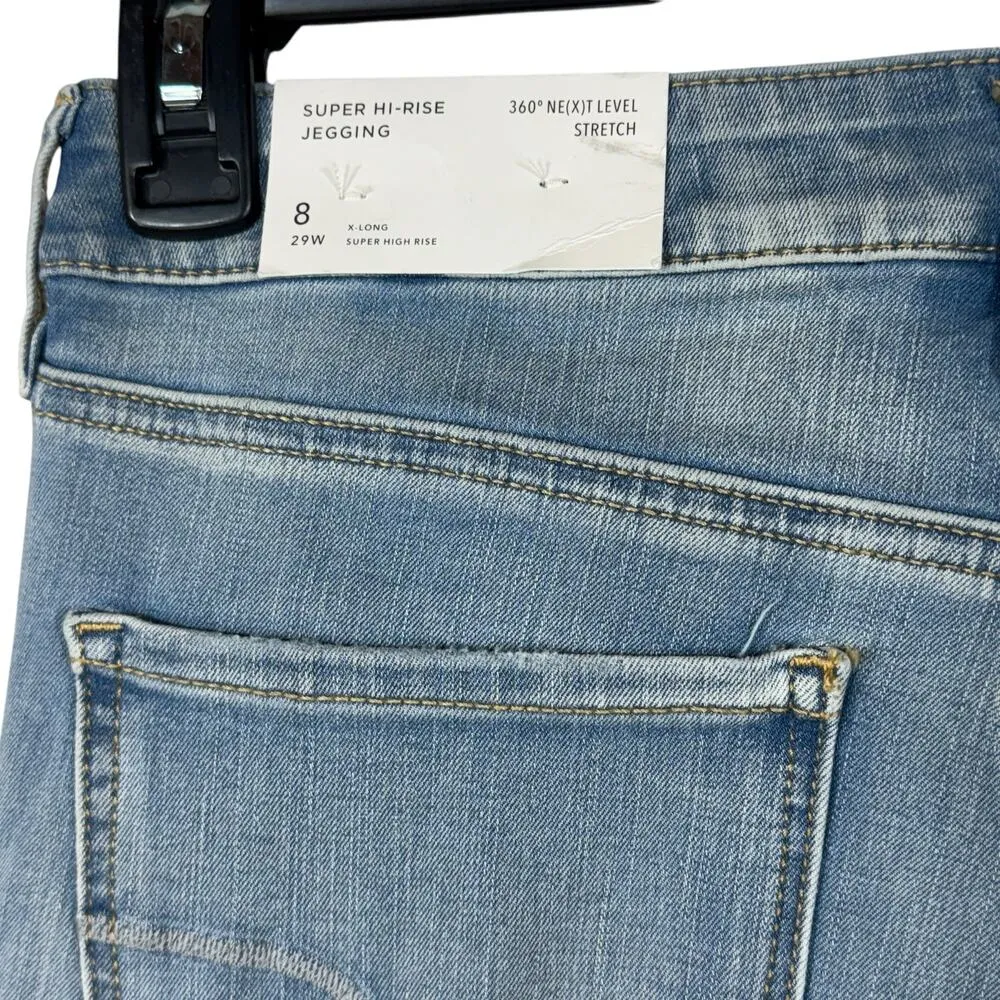 American Eagle SZ 8 X-Long Super Hi-Rise Jegging Jeans Distressed Stretch Zip - Image 9