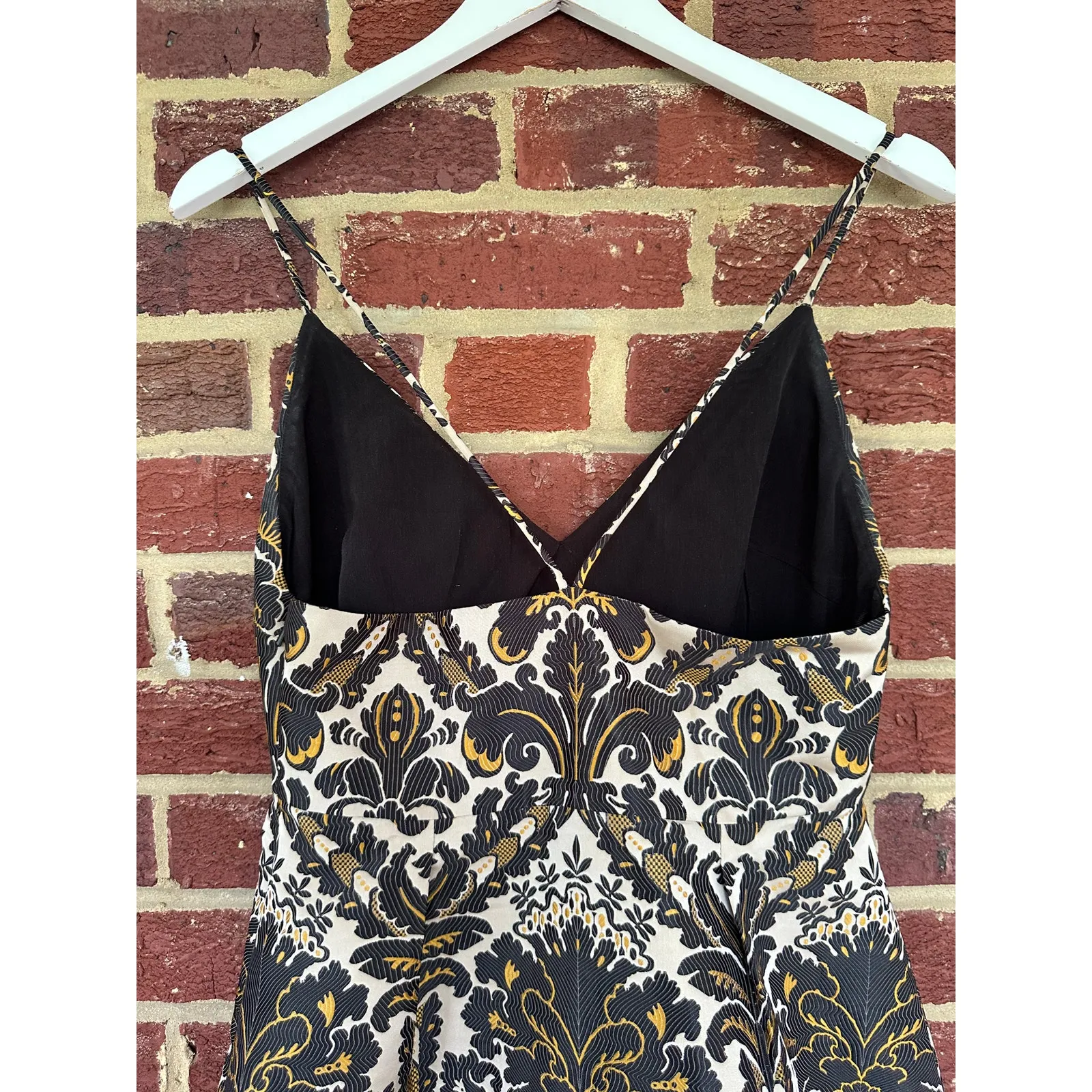 Free People Queen Of Hearts Gold Baroque Print Mini Dress‎ Size 6 Party Cocktail - Image 10