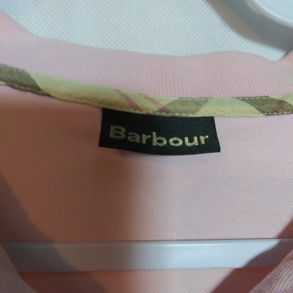 Barbour Primrose Pink Bowford Polo Shirt Preppy Casual Size 8 - Image 7