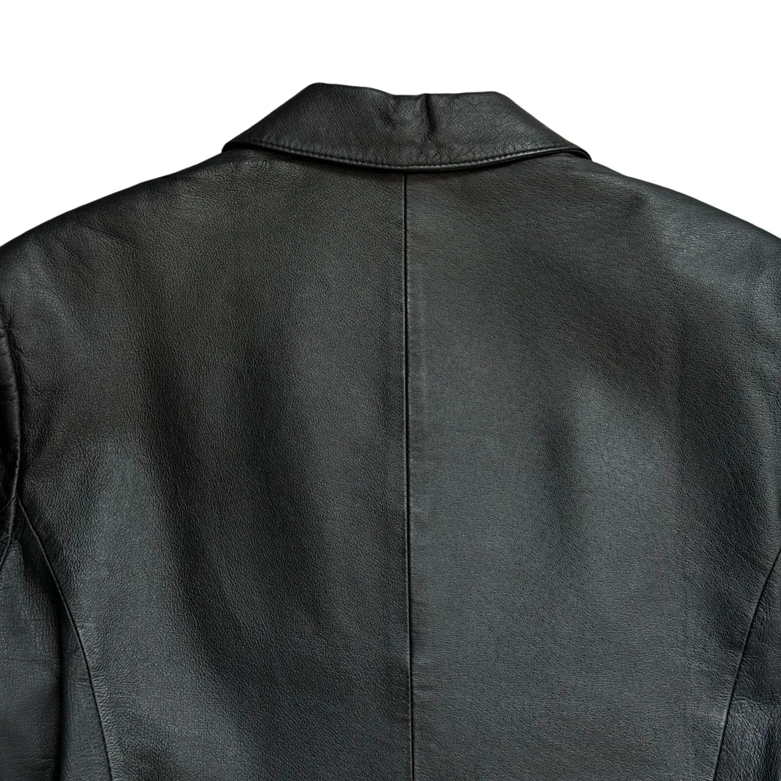 Vintage Newport News Genuine Leather Blazer Women’s Black 3-Button Jacket Sz 10 - Image 7