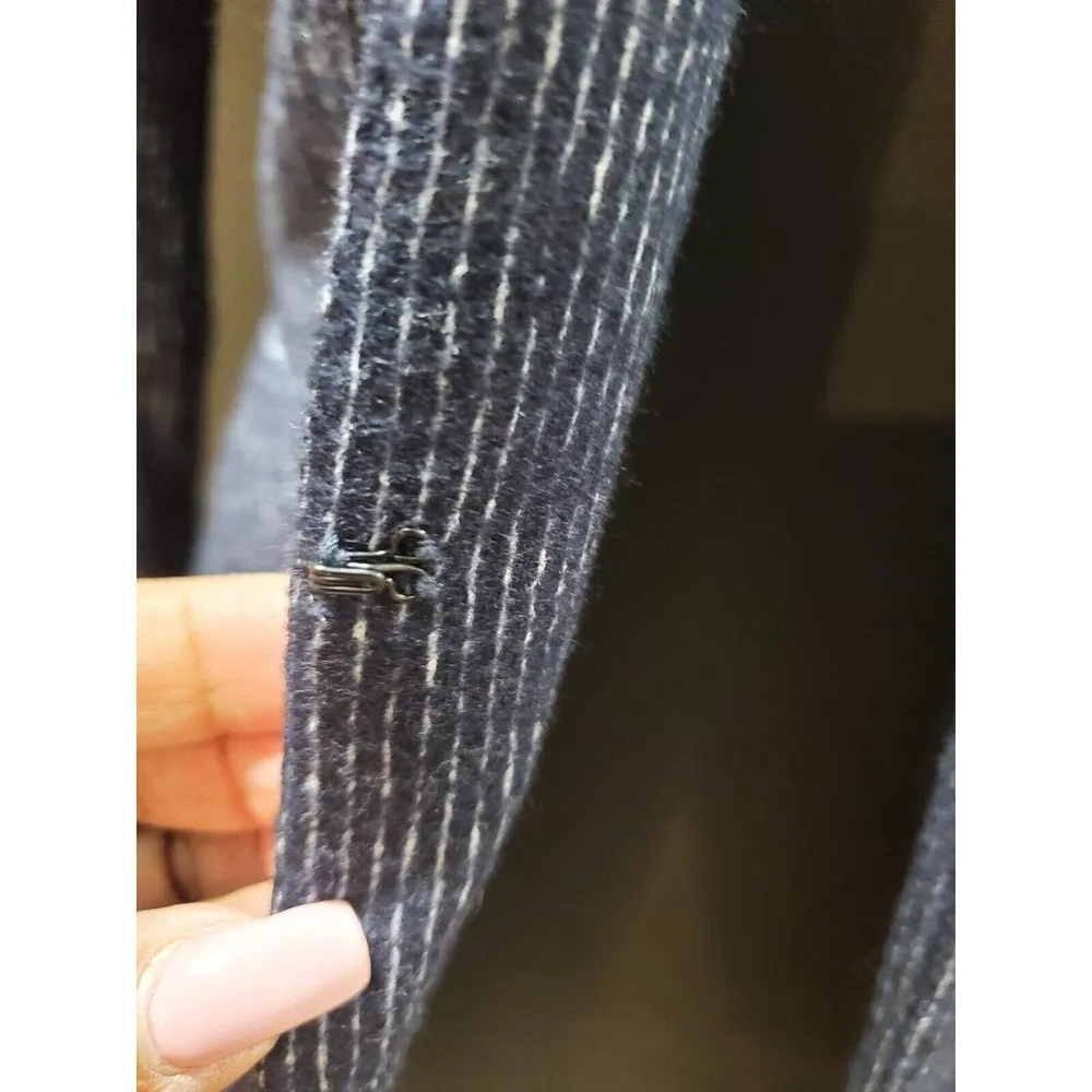 Anthropologie Cartonnier Blue Wool Long Sleeve Open Front Casual Jacket Blazer 4 - Image 6