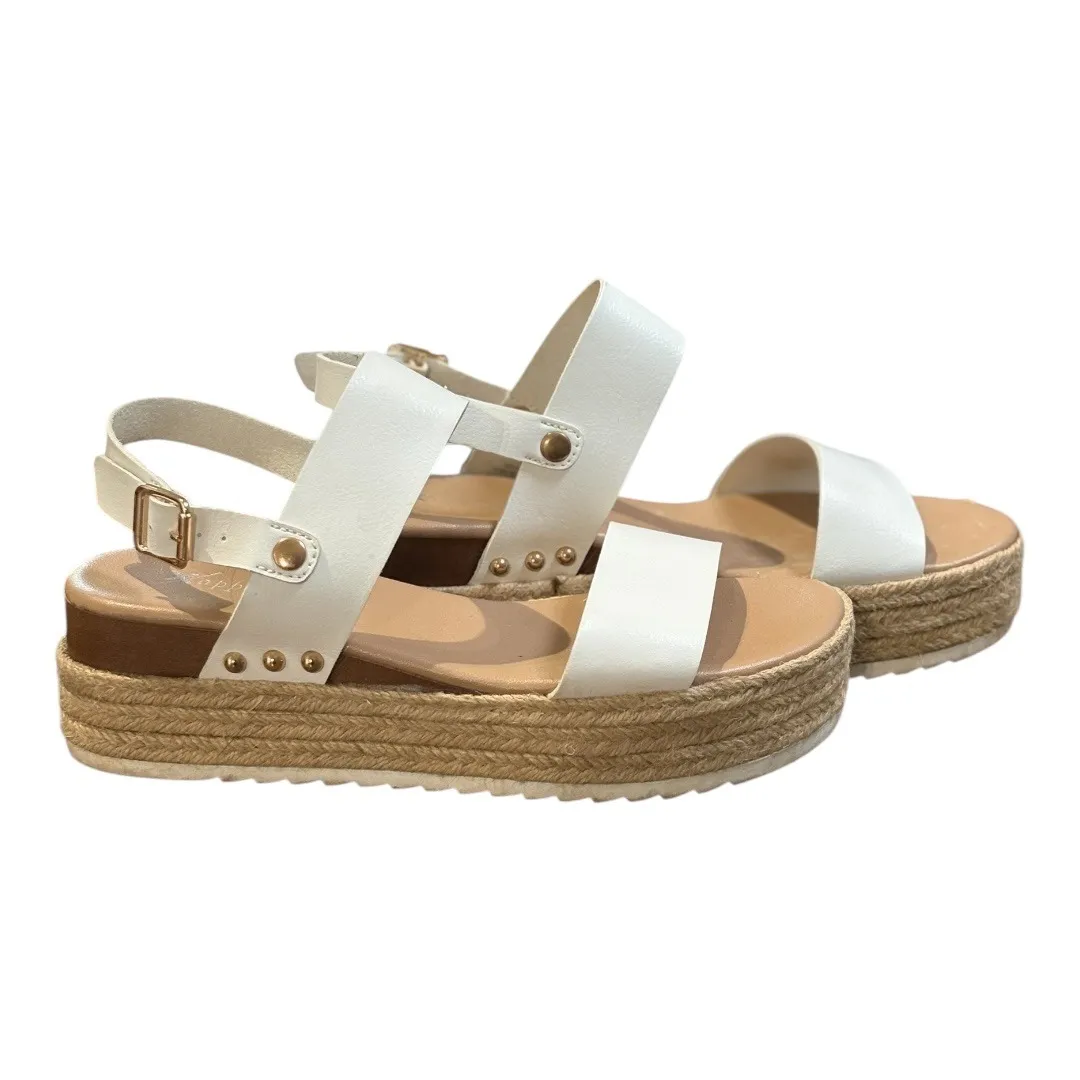 X-Appeal Amelia Espadrille Platform Sandals White Strappy Buckle‎ Women Size 7 - Image 6