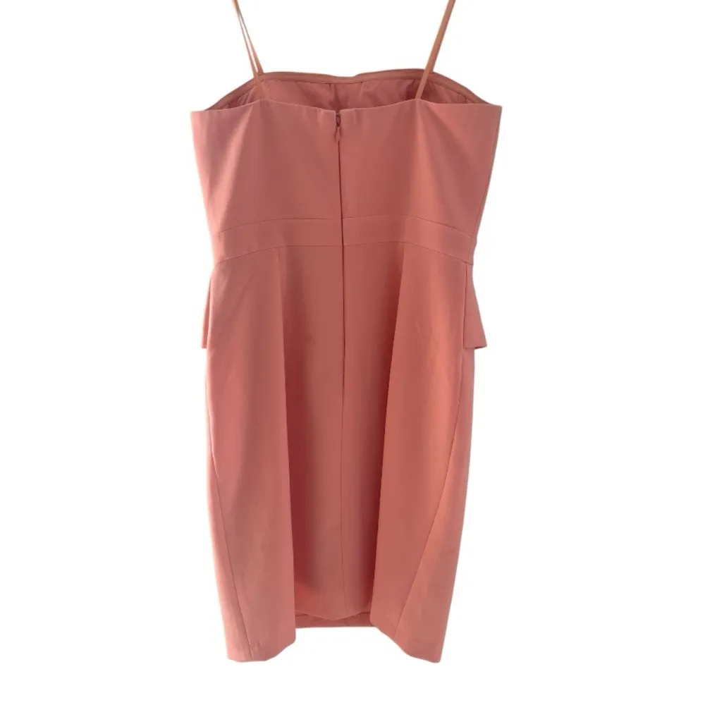 Aidan Mattox Strapless Pink Coral Peplum Cocktail Mini Dress size 4 - Image 4