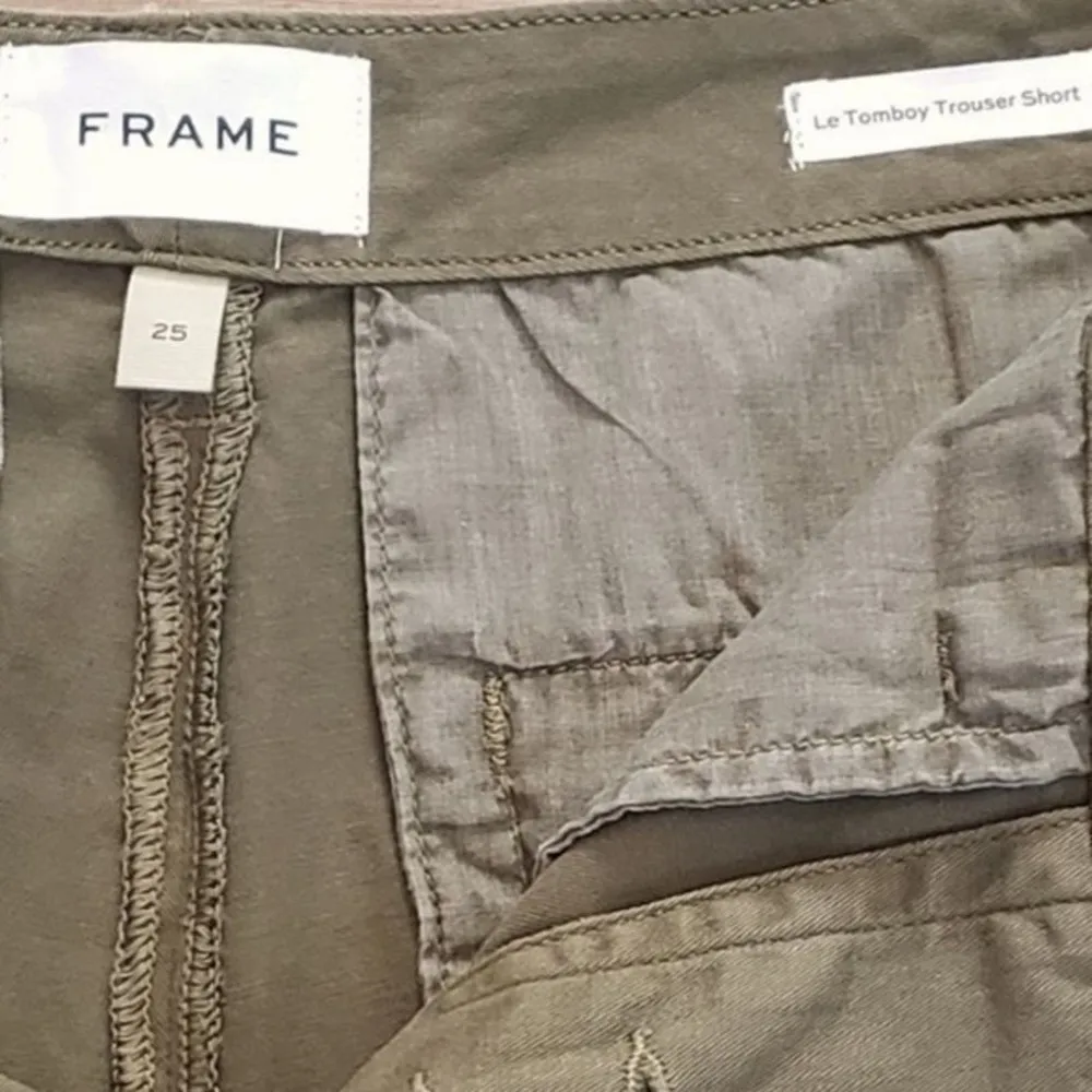 FRAME Moss Green Le Tomboy Trouser Short Size 25 - Image 7