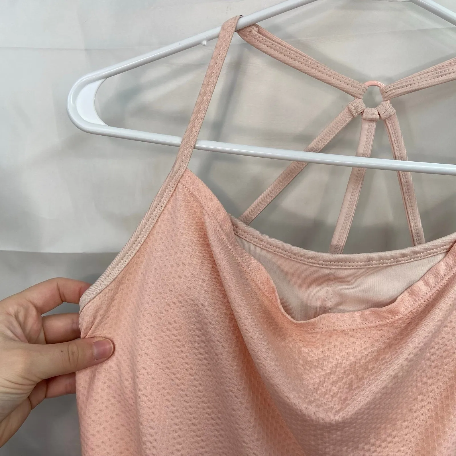 MPG women's peach built in sports bra cutout‎ adjustable activewear tank top 6 - Image 2