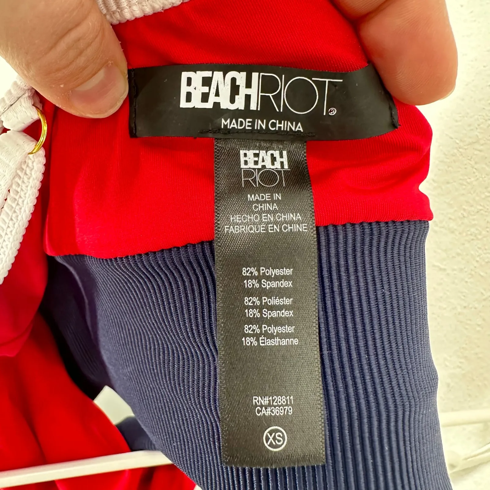 Beach Riot Red White Blue Ribbed Striped Bralette Bikini Top Size XS Colorblock - Image 3