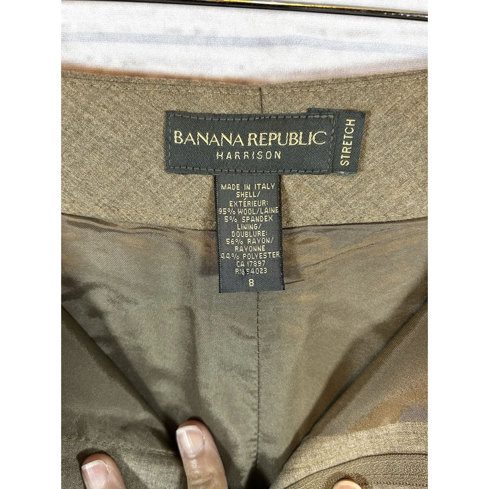 Banana Republic Harrison Pants Size 8 – Gray Brown Wool Blend – Made in Italy - Image 4