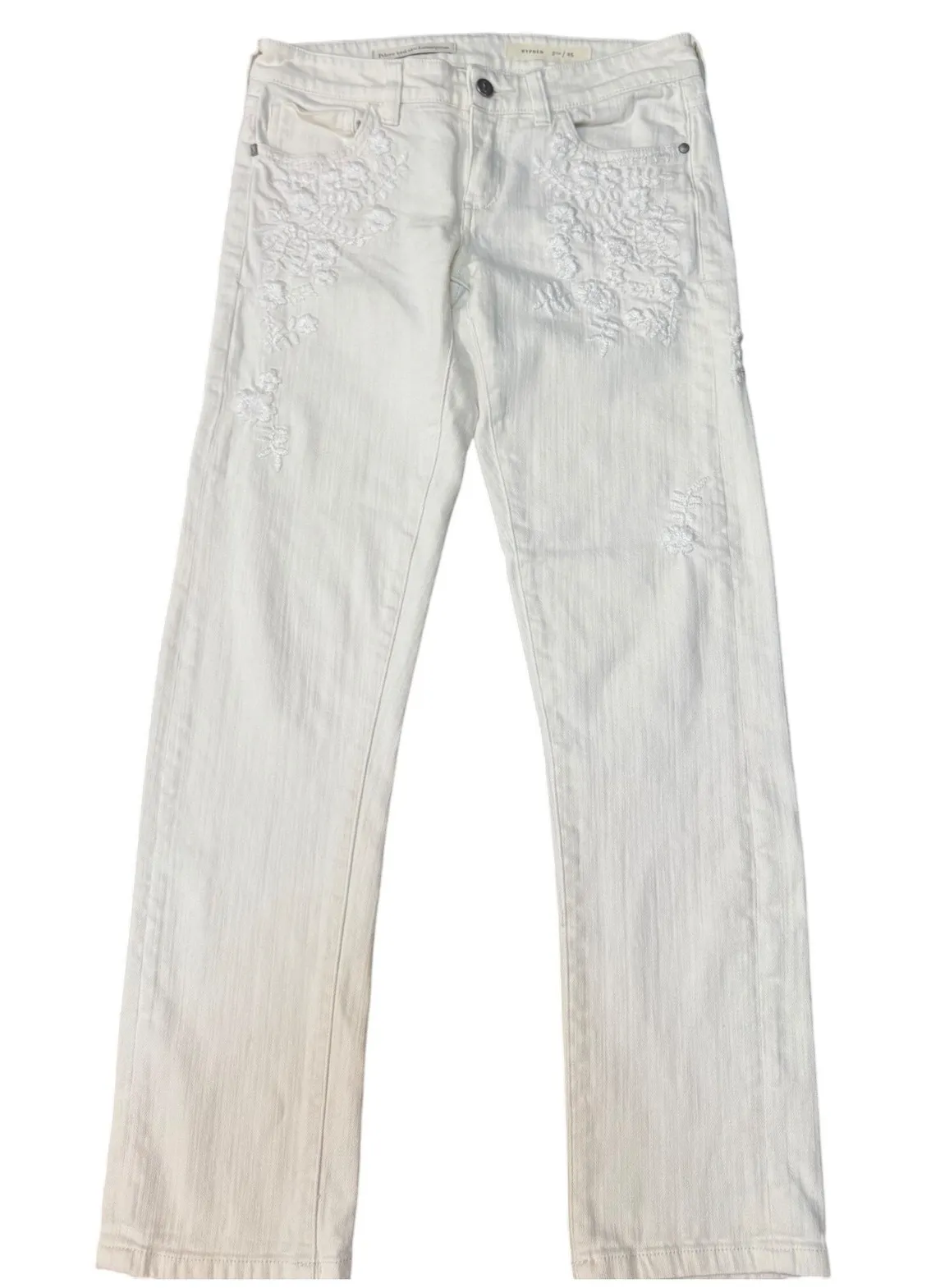 Pilcro and the Letterpress HYPHEN Embroidered White Jeans Size 25 Distressed - Image 1