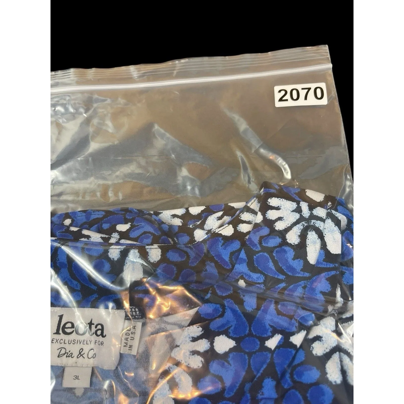 VTG Leota for Dia & Co Blue White Floral Geometric Print Top 3L V - Image 14