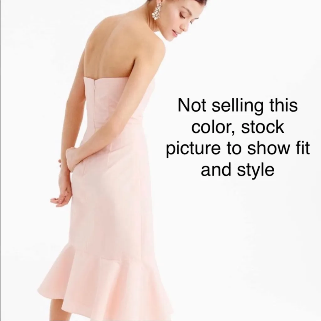 J. Crew Dark Pink Fluted Chic Strapless Silk Formal Cocktail Midi Dress Size 2 - Image 3