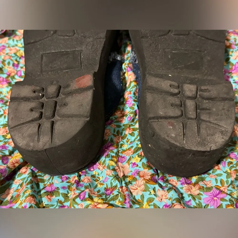 EUC  Vintage Y2K Denim Patchwork Slip on Platform Clogs Size 7 - Image 7