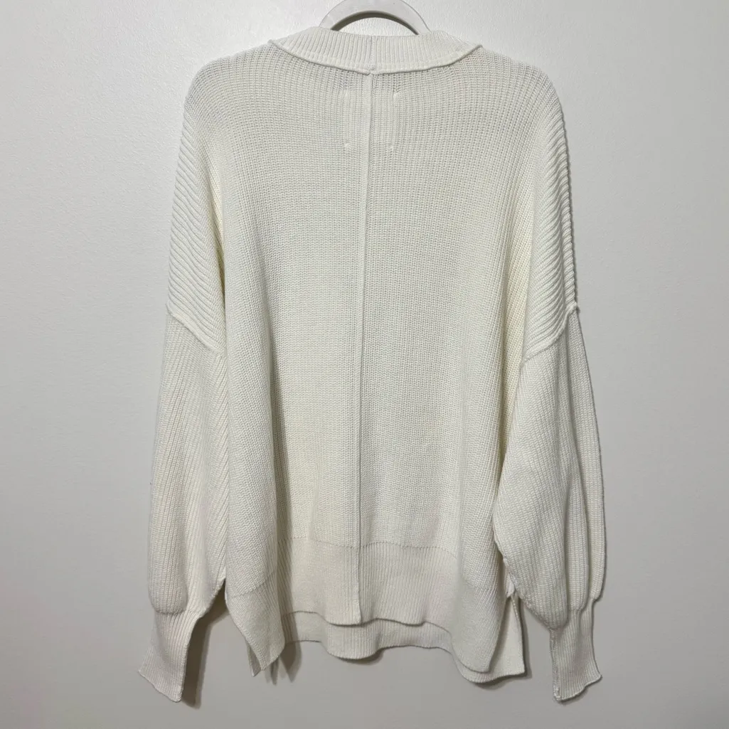 NWT AERIE WHITE PULLOVER SWEATER SIZE MEDIUM OVERSIZED RIBBED KNIT CREWNECK - Image 4
