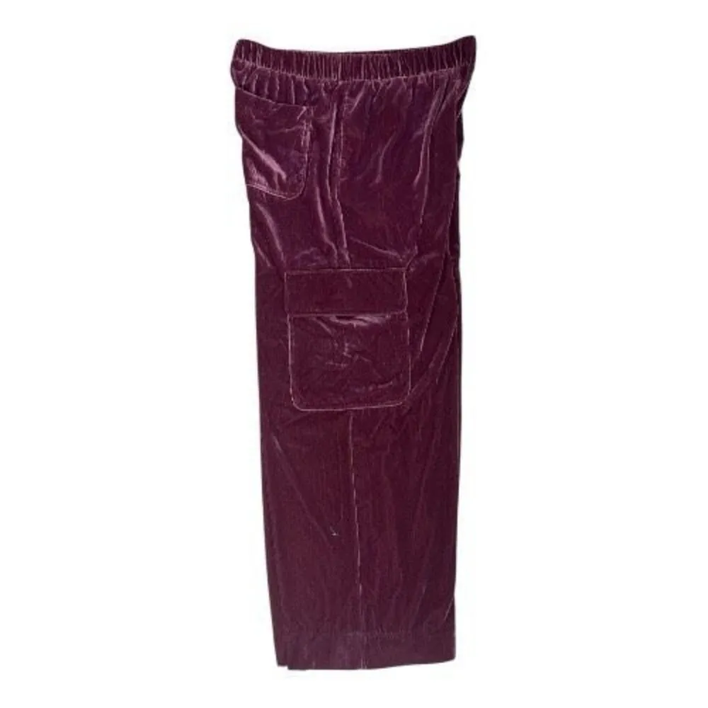Women Wide Straight Leg Purple Velvet Cargo Pants Size L Universal Thread - Image 10
