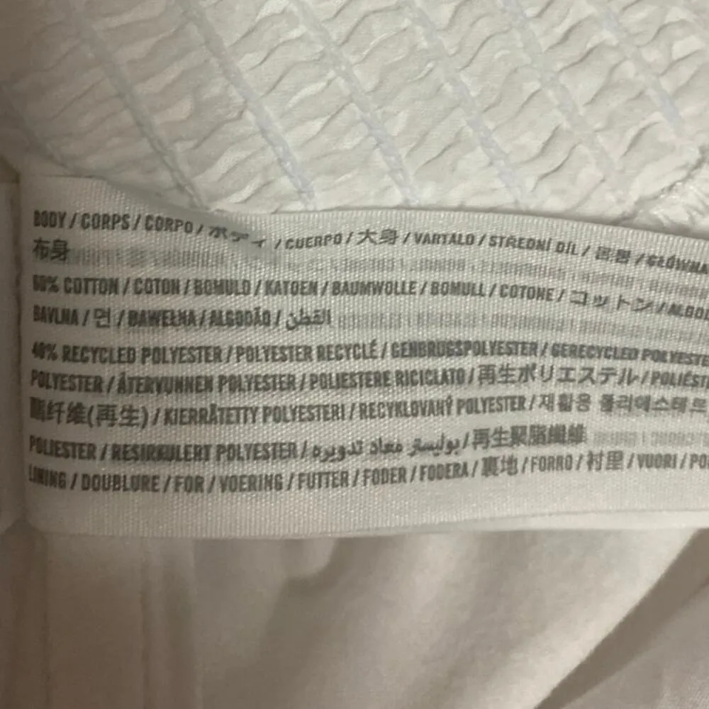 Abercrombie & Fitch White Short Puff Sleeve Smocked Corset Blouse Crop Top Sz L - Image 4