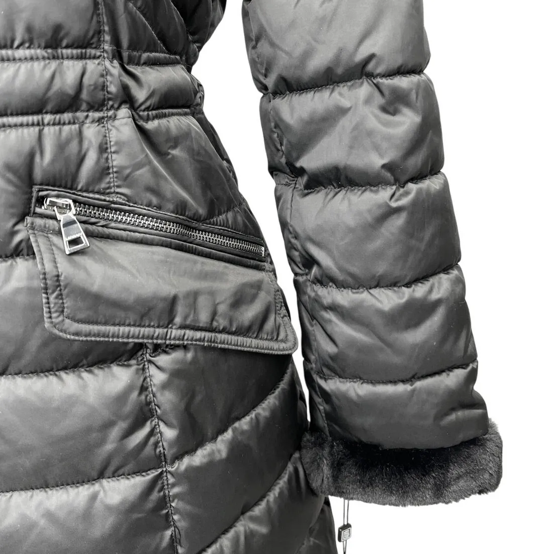 NEW Laundry by Shelli Segal Black Faux Fur Hooded Quilted Puffer Coat Jacket XS - Image 5