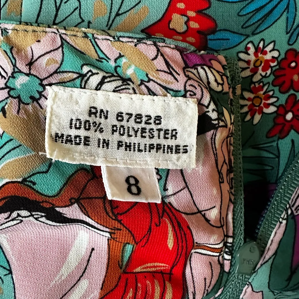 Vintage Jane Schaffhasen Belle France Midi Dress 90s Horse Derby Dog British Green Size 8 - Image 5