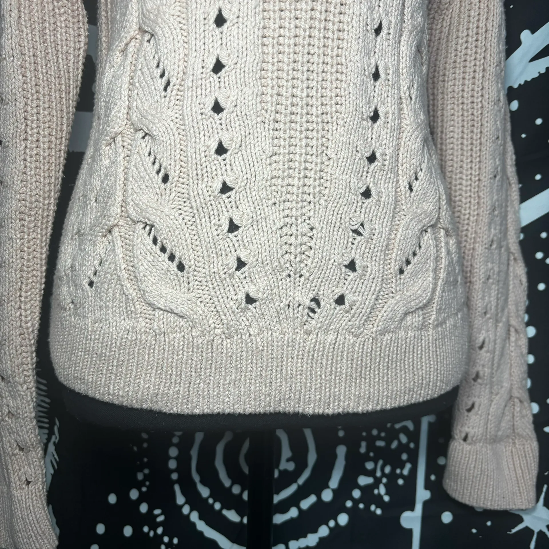 Womens Pink Cable Knit Crew Neck Pullover Casual Sweater Small - Image 4