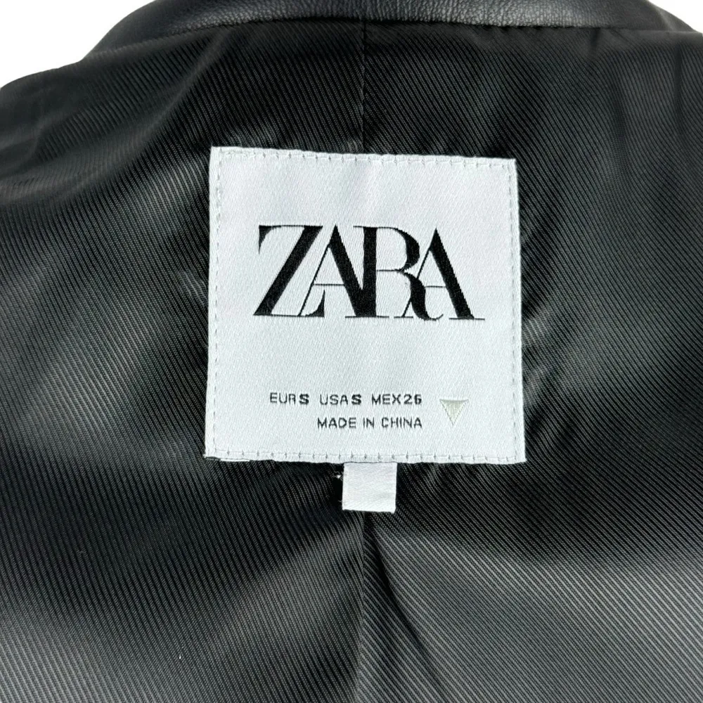 Zara Faux Leather Oversized Blazer Jacket Black Bloggers Favorite Career Small - Image 13