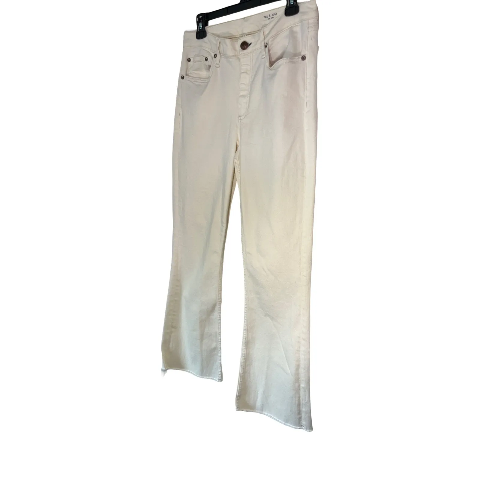 Rag & Bone Peyton Mid Rise Bootcut Jeans Ecru White Denim Sz 29 - Image 6