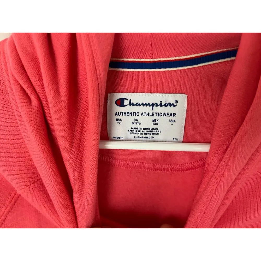 Women's Champion hoodie, pink, cotton, fleece lined, XL, colorful logo casual - Image 4