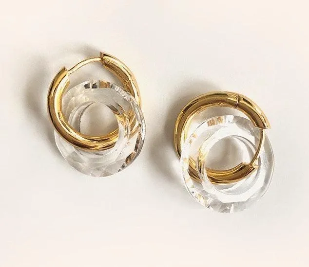 Transparent hoop gold hoop earrings hoops earrings special design dangle hoops earrings - Image 2
