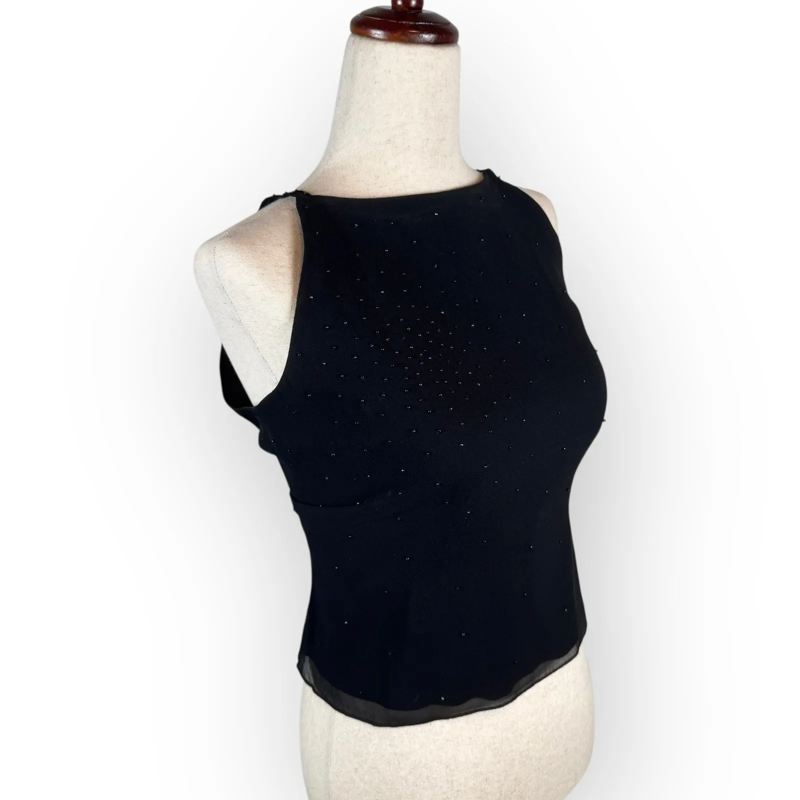 Vintage 90's 2PC Beaded Black Silk Skirt Outfit Size 2/4 - Image 5