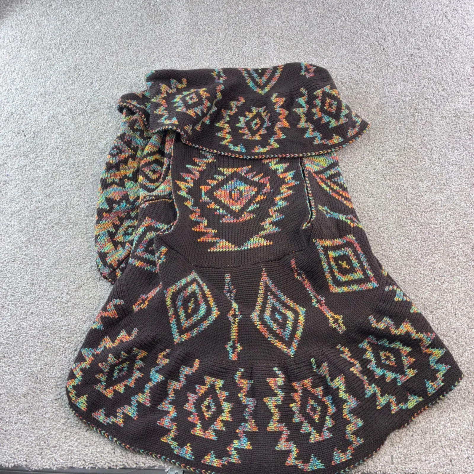 John Paul Richard Women L Brown Aztec Southwestern Open Front Knit Vest Boho Size L - Image 7