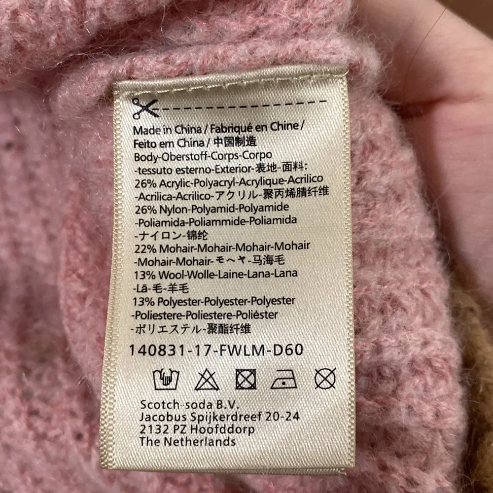 Scotch & Soda OK Bye Selina mohair blend colorblock high neck fuzzy sweater XS - Image 15