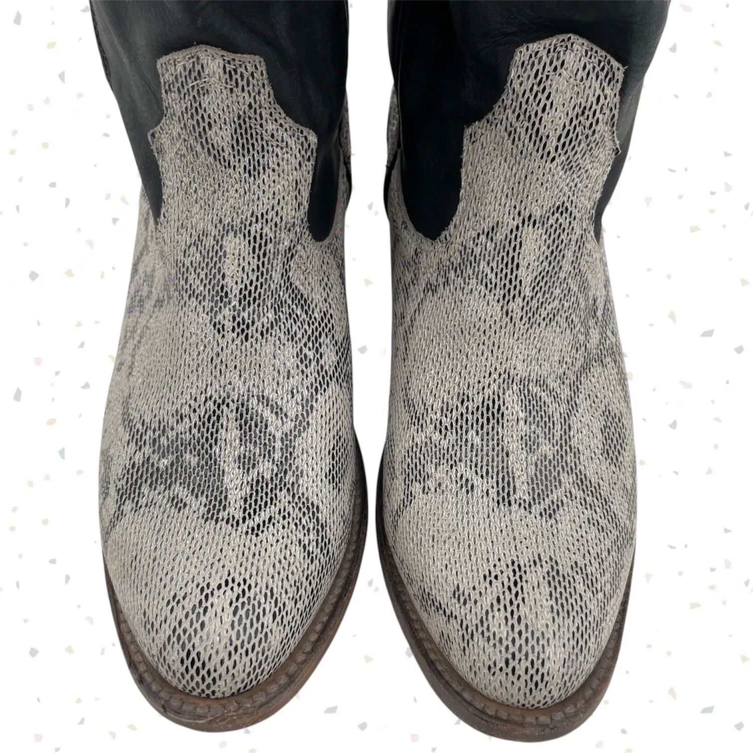 Freebird Whisper Boots Boho Western Snakeskin Print Black Leather Zipper Size 11 - Image 3