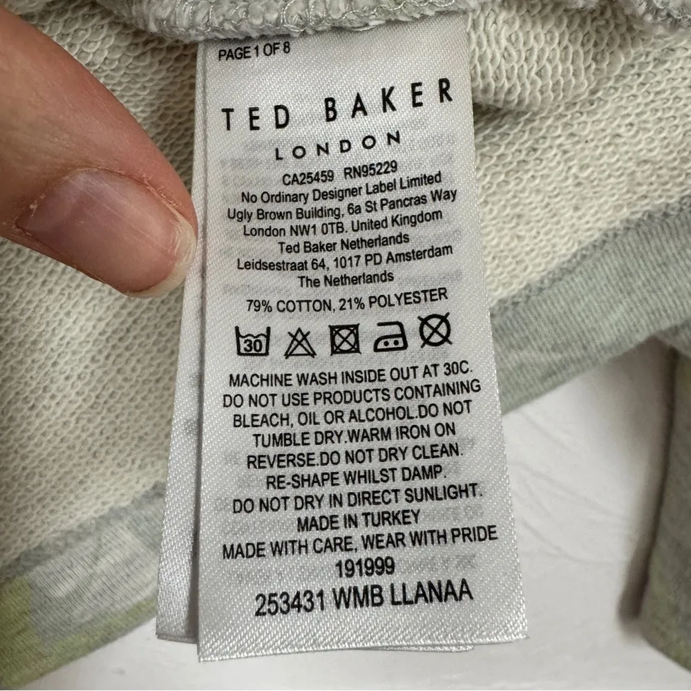 Ted Baker Grey Green Paisley Puff Shoulder Sweatshirt Womens 0 Preppy Classic - Image 10