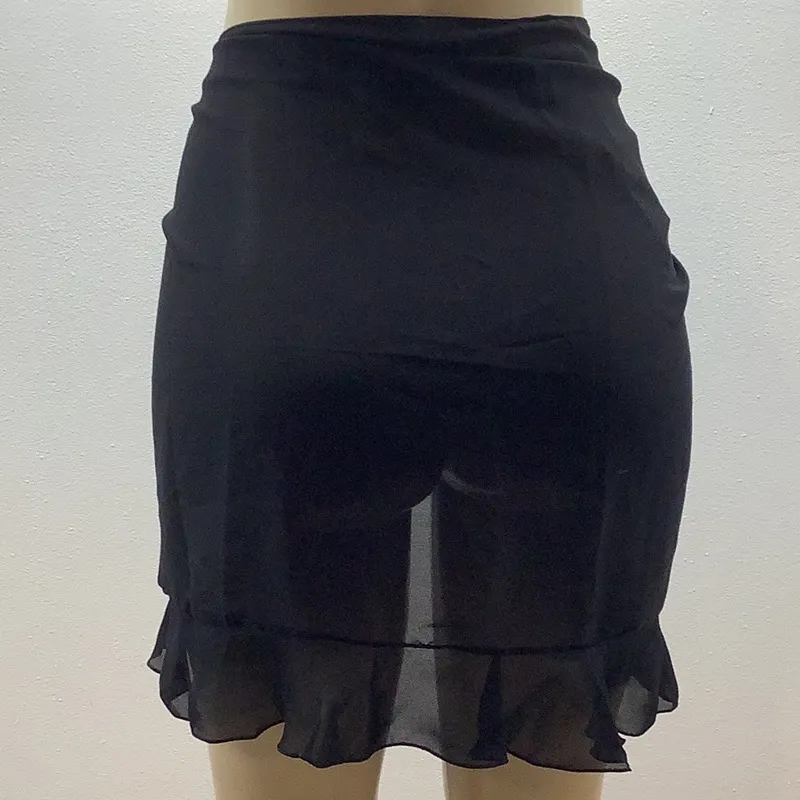 Zuliana Black Ruffle Trim Sarong. Made In USA. New With Tags. Size undefined - Image 4