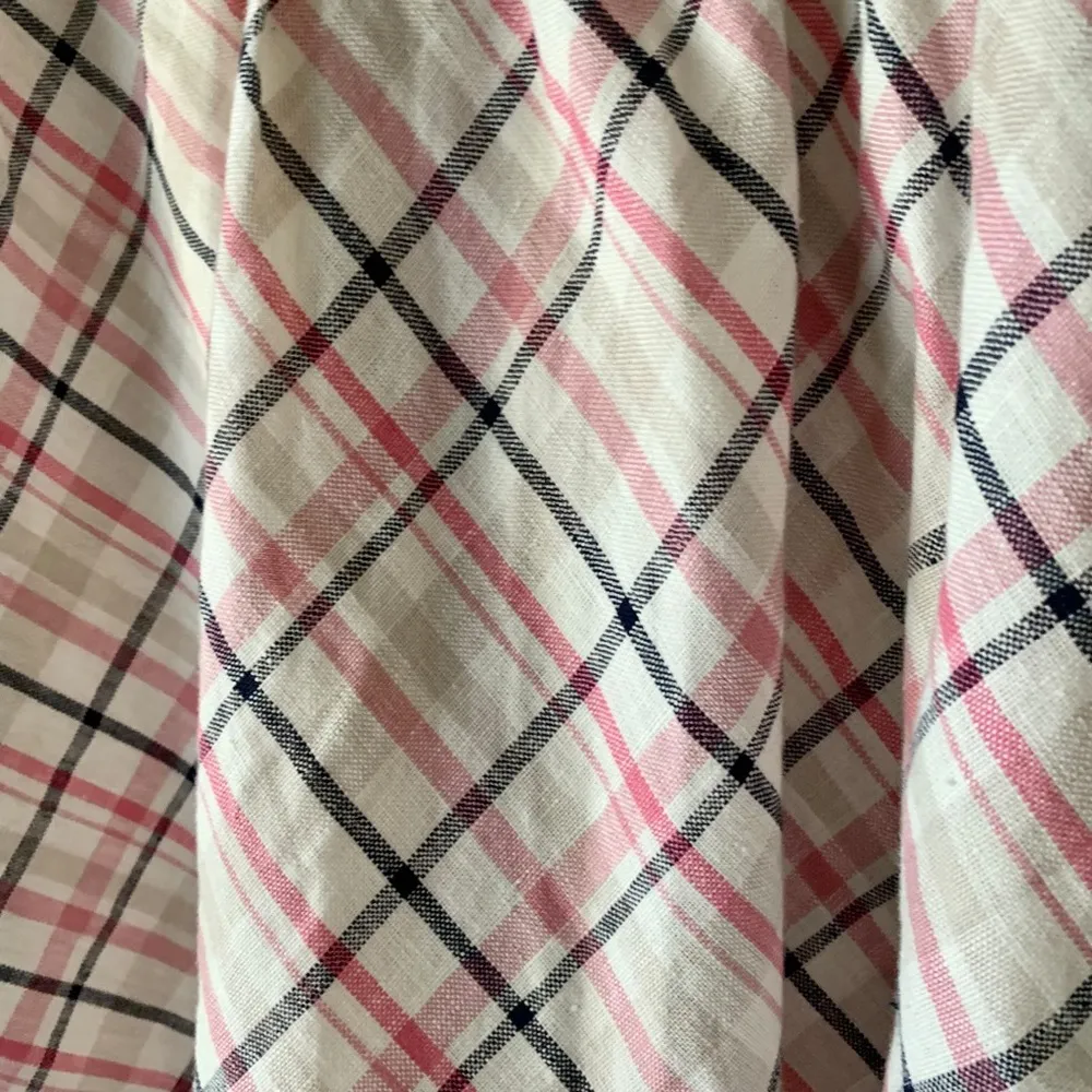 Joie S Linen cream pink plaid fit and flare print Skirt - Image 3