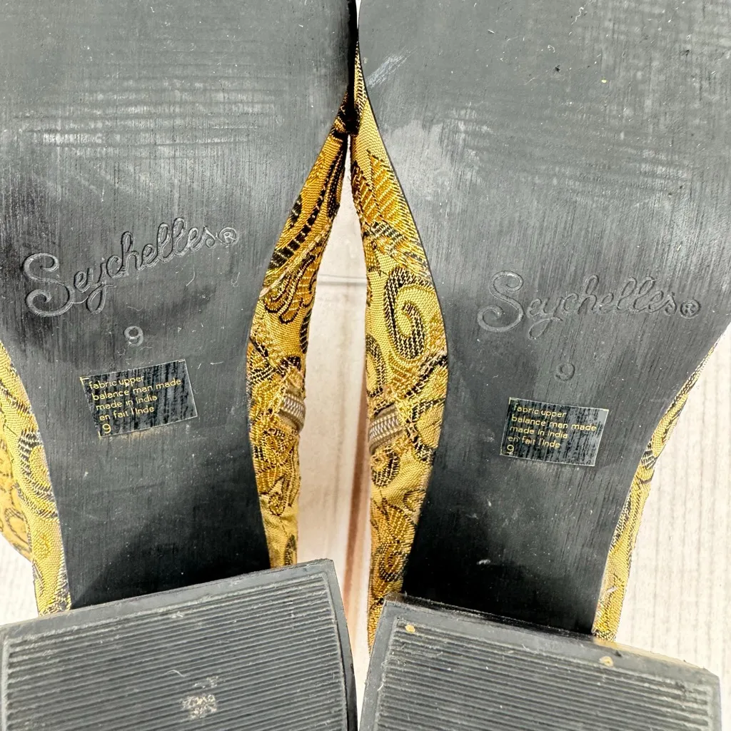 Seychelles Ankle Boots Black & Gold Brocade Jacquard Regency Victorian 3.5” Heel - Image 9