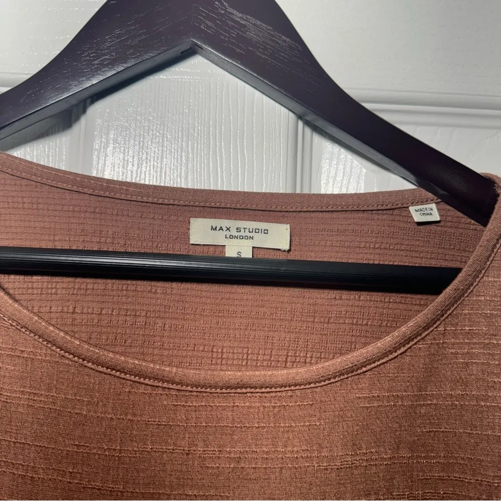 Max Studio • Blouse • Relaxed Fit • Brown • Small • Ruched Sleeves - Image 6