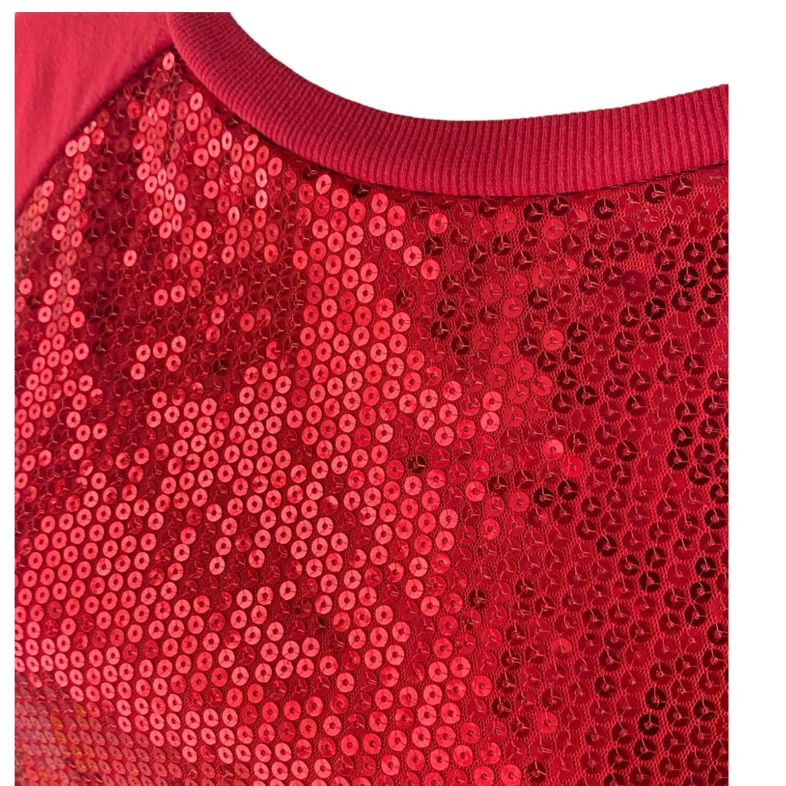 Red SEQUIN Crew Neck Top by NOBO No Boundaries ~ Junior Ladies Size MEDIUM - Image 5