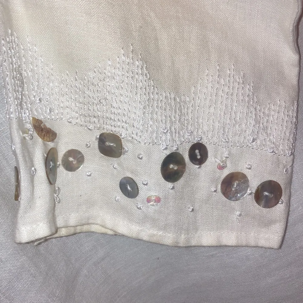 Cream Off White Carole Little Irish Linen Tunic Size 4 - Image 12