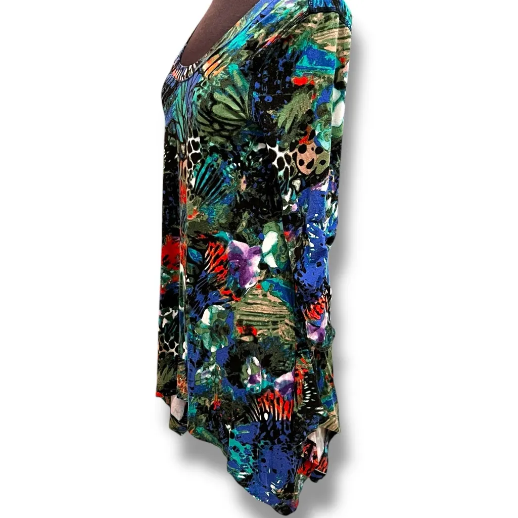 Philosophy Asymmetrical Colorful Tunic Top Artsy Vibrant Colors Size Small - Image 3