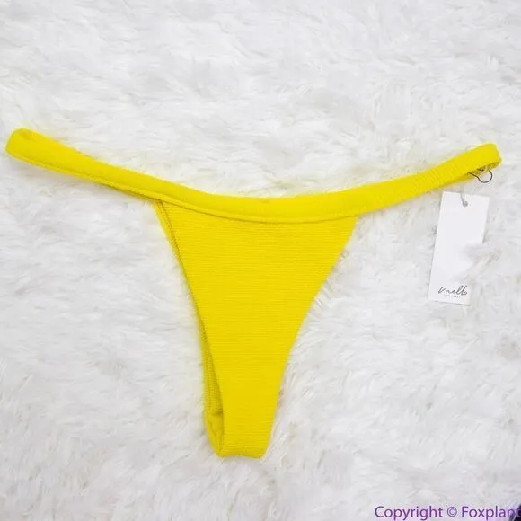 New! Set! Mello the Label yellow textured Brazilian‎ thong bottom bikini, S - Image 8