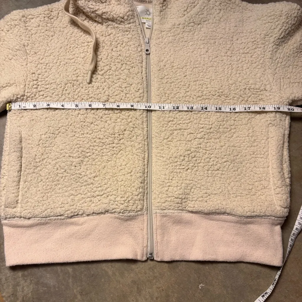 Aerie Offline Coat Womens Small CreamSherpa lined Teddy Bear Hoodie Jacket Multiple - Image 4