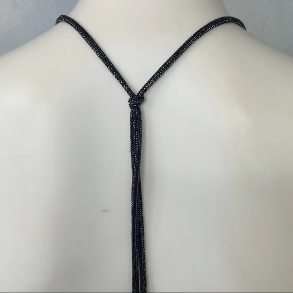 Topshop Black Silver Racerback Tank Top Shimmer Loose Fit Fully Lined Size 4 - Image 6