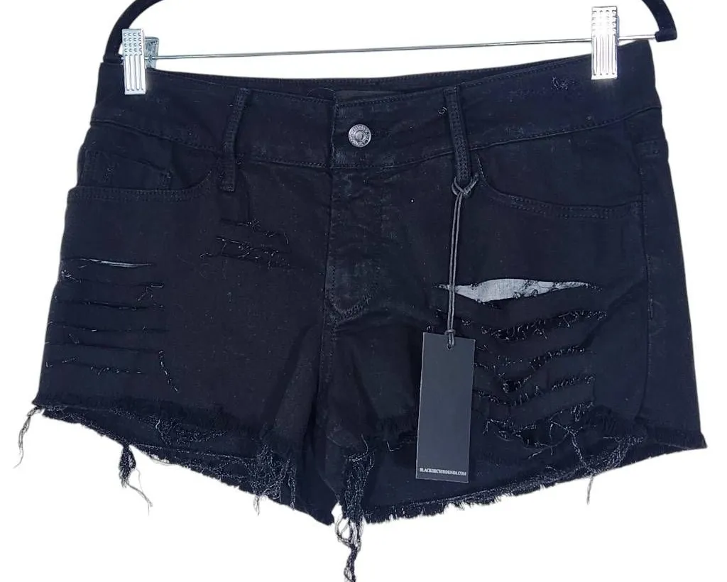 Black Orchid Black Distressed Jean Shorts NWT Size 29 Cut-Off Black Denim Shorts - Image 1